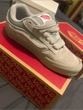 Vans Light Gray and White Knu Skool Sneaker